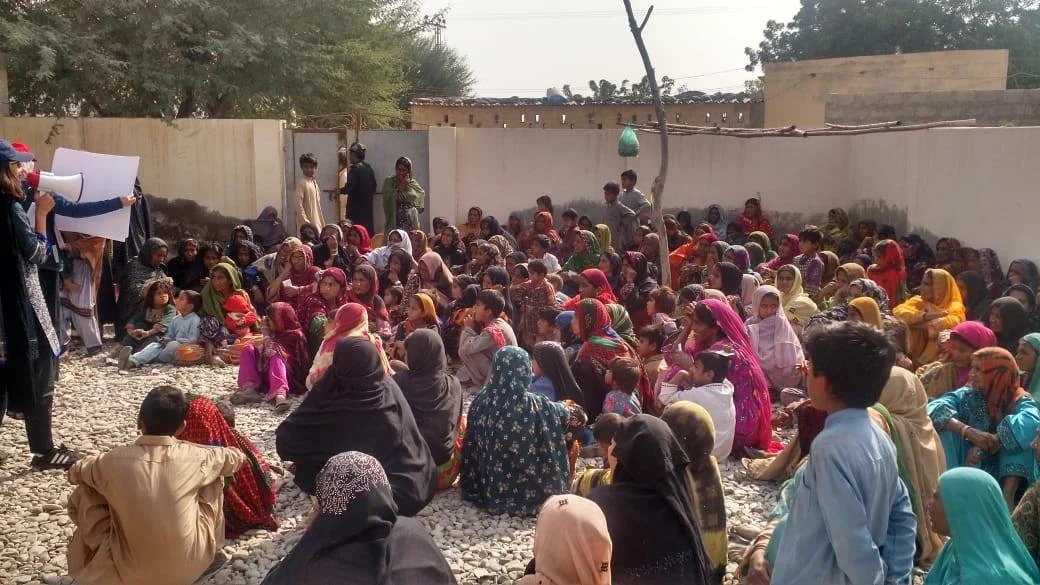 Community members gathered during a Balochistan outreach project
