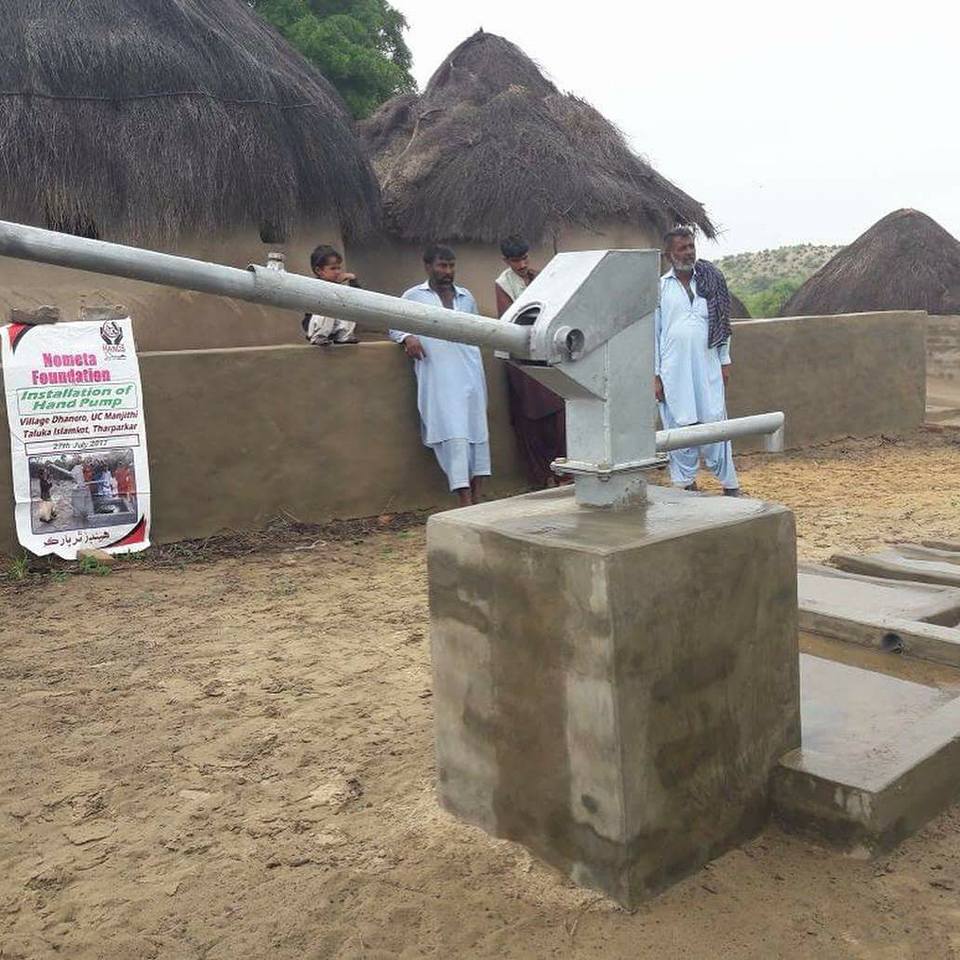 Completed hand pump and water channel in Tharparkar